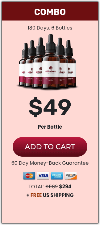 VittaBurn 6 bottle price 